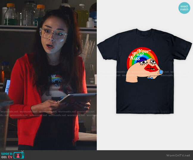 Your First Kiss T-Shirt by foudecafe at Teepublic worn by Ella Lopez (Aimee Garcia) on Lucifer