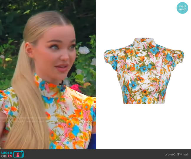 Estelle Cropped Top by Zimmermann worn by Dove Cameron on Live with Kelly and Ryan