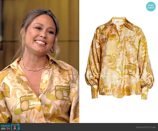 Tempo Collage Blouse by Zimmermann worn by Vanessa Lachey