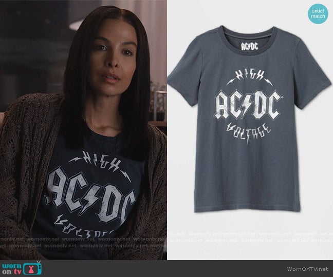 High Voltage Short Sleeve Graphic T-Shirt by AC/DC at Target worn by Felisha Terrell on Queens