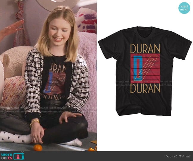 Duran Duran Original Band Logo T Shirt by American Classics Store worn by Stacey McGill (Shay Rudolph) on The Baby-Sitters Club