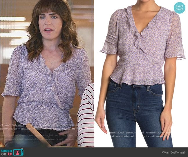 Wrap Front Ruffle Detail Top by ASTR worn by Marina (Karla Souza) on Home Economics