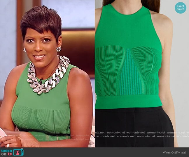 Stretch-knit tank by Alexander McQueen worn by Tamron Hall on Tamron Hall Show