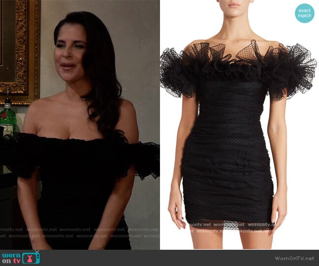 Dotted Mesh Ruffle Mini Dress by Alexandre Vauthier worn by Sam McCall (Kelly Monaco) on General Hospital