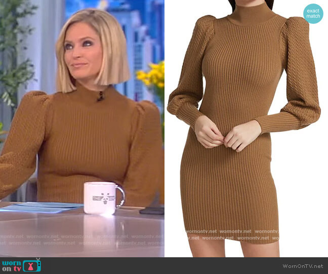 Caleb Wool Puff-Sleeve Sweaterdress by Alice + Olivia worn by Sara Haines on The View