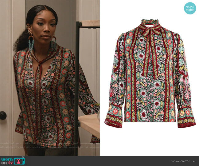 Reilly Flower Pot-print blouse by Alice + Olivia worn by Naomi (Brandy Norwood) on Queens