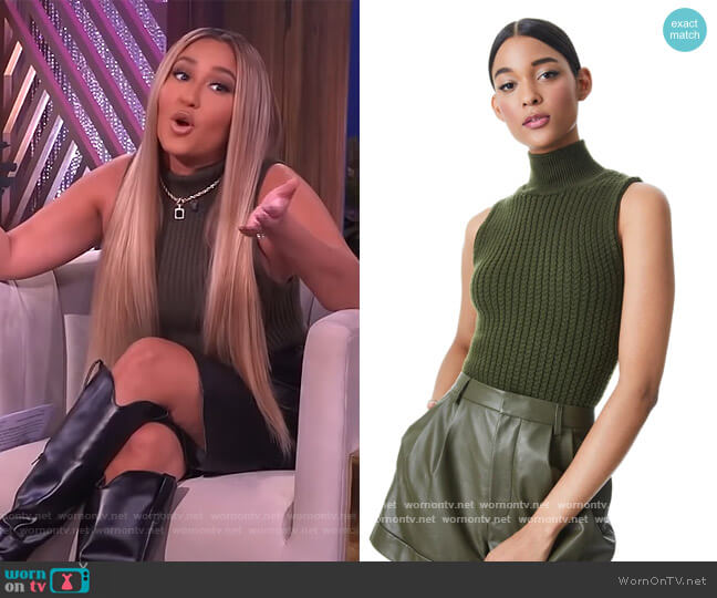 Darina Mock Neck Tank by Alice + Olivia worn by Adrienne Houghton on The Real