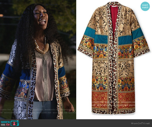 Lynn Leopard Print Jacquard Kimono by Alice + Olivia worn by Naomi (Brandy Norwood) on Queens