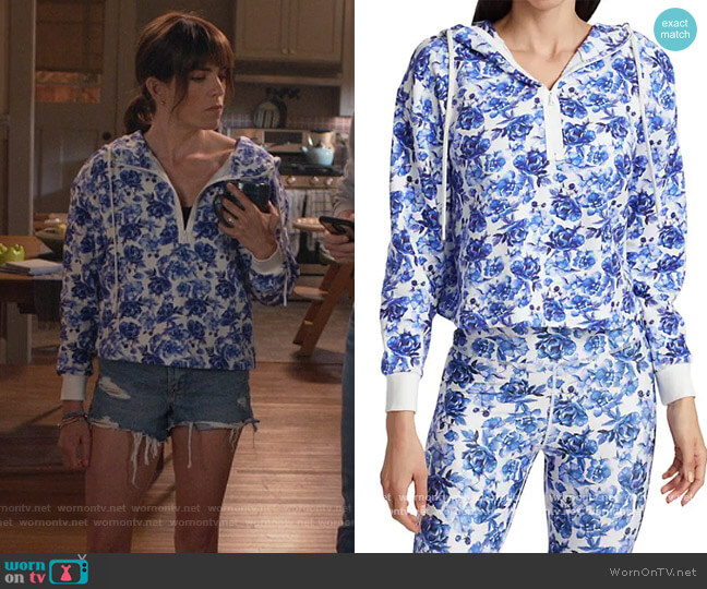 Quinlan Half Zip Hoodie by Alice + Olivia worn by Marina (Karla Souza) on Home Economics