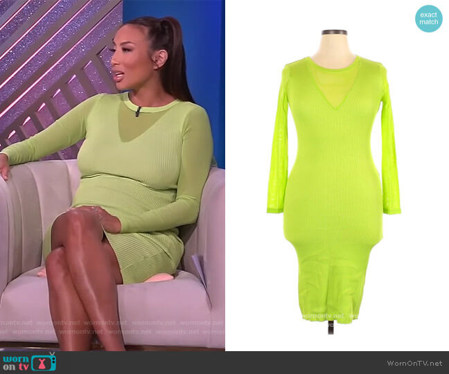 Neon Green Dress by Almost Famous worn by Jeannie Mai on The Real