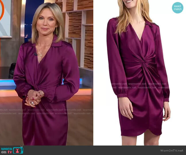 Anne Knotted Satin Dress by Trina Turk worn by Amy Robach on Good Morning America