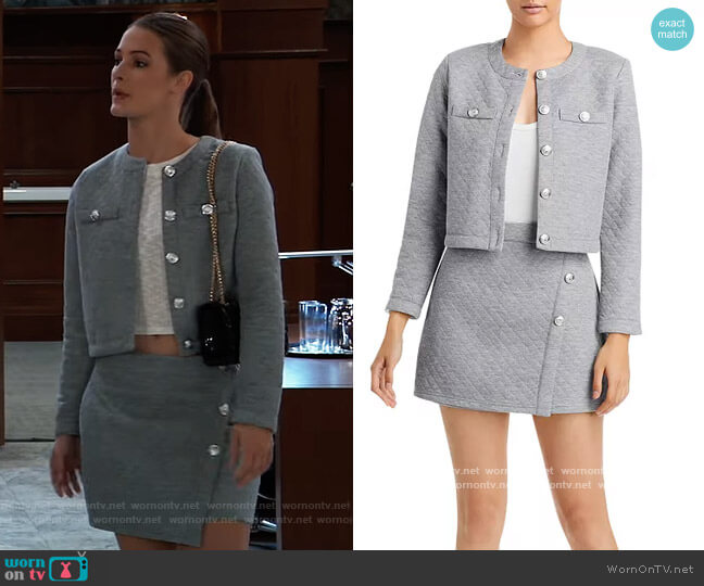 Cropped Knit Blazer & Quilted Mini Skirt and Blazer by Aqua worn by Esme (Avery Kristen Pohl) on General Hospital