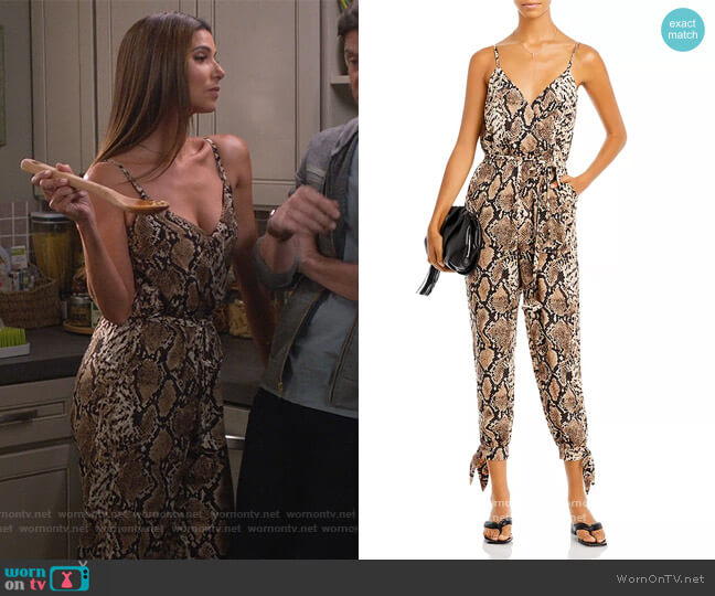 Snake Print Jumpsuit by Aqua worn by Roselyn Sanchez on Home Economics