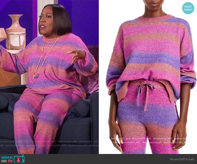 Space Dyed Crewneck Sweater and Pants by Aqua worn by Sheryl Underwood on The Talk