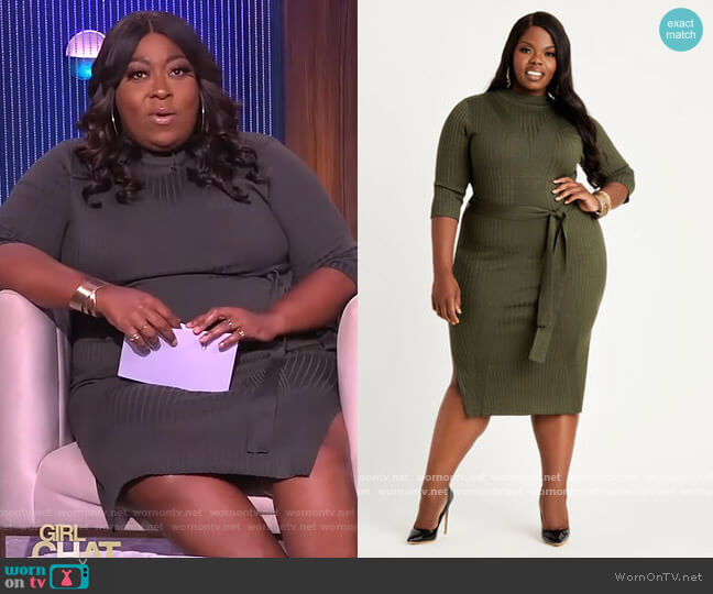 WornOnTV: Loni’s green ribbed tie waist dress on The Real | Loni Love ...