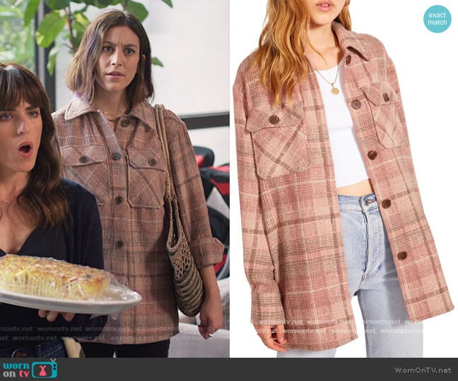 BB Dakota Plaid Bouclé Shirt Jacket by BB Dakota By Steve Madden worn by Sarah (Caitlin McGee) on Home Economics