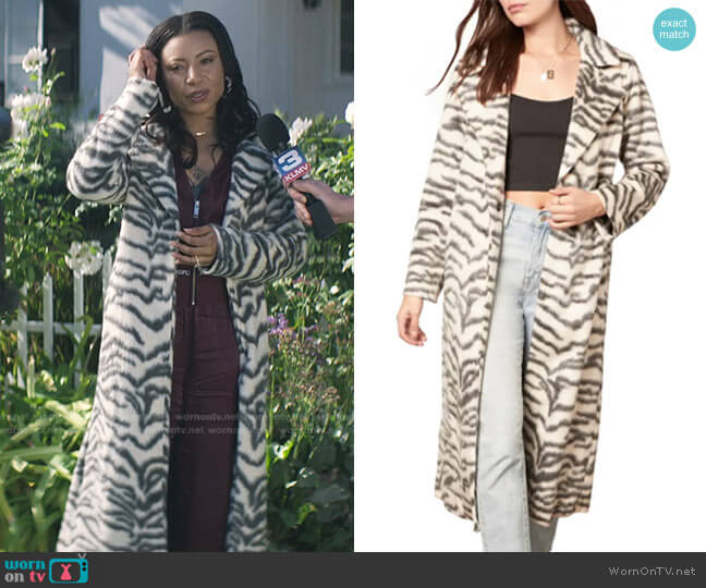 Zebra Print Faux Fur Cake Coat by BB Dakota worn by Sherry (Shalita Grant) on You