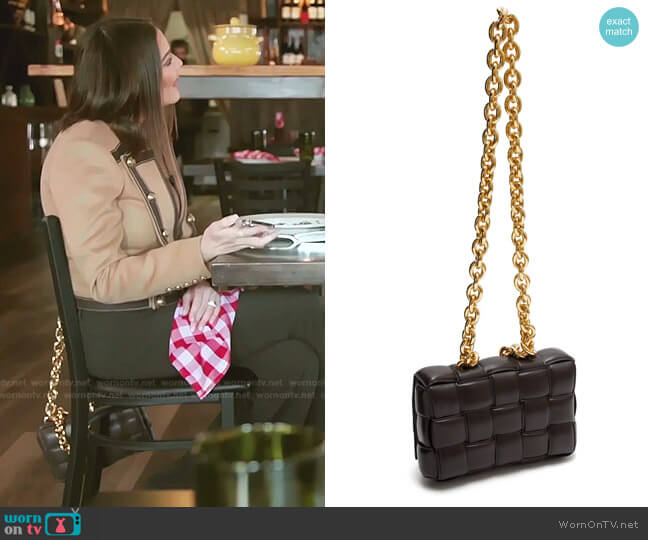 The Chain Cassette Intrecciato-Leather Bag by Bottega Veneta worn by Meredith Marks on The Real Housewives of Salt Lake City