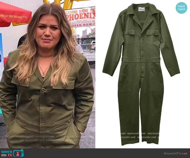 Utility Jumpsuit in Army by Baacal worn by Kelly Clarkson on The Kelly Clarkson Show