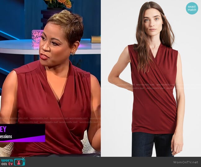 Wrap-effect Top by Banana Republic worn by Monique Kelley on E! News