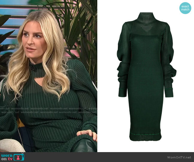 WornOnTV: Morgan’s green cutout ribbed dress on E! News Daily Pop ...