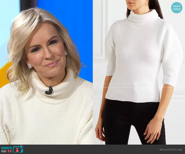 Bret Ribbed Merino Wool Turtleneck Sweater by Khaite worn by Dr. Jennifer Ashton on Good Morning America