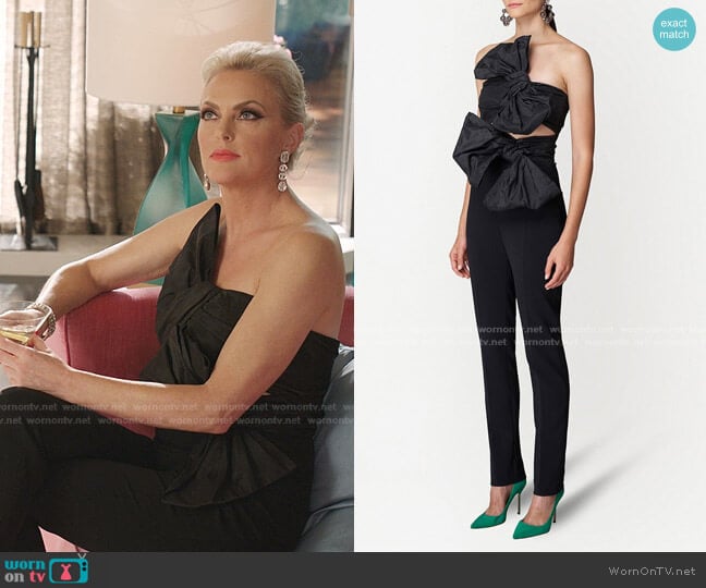 Bow-Detail Silk Jumpsuit by Carolina Herrera worn by Alexis Carrington (Elaine Hendrix) on Dynasty