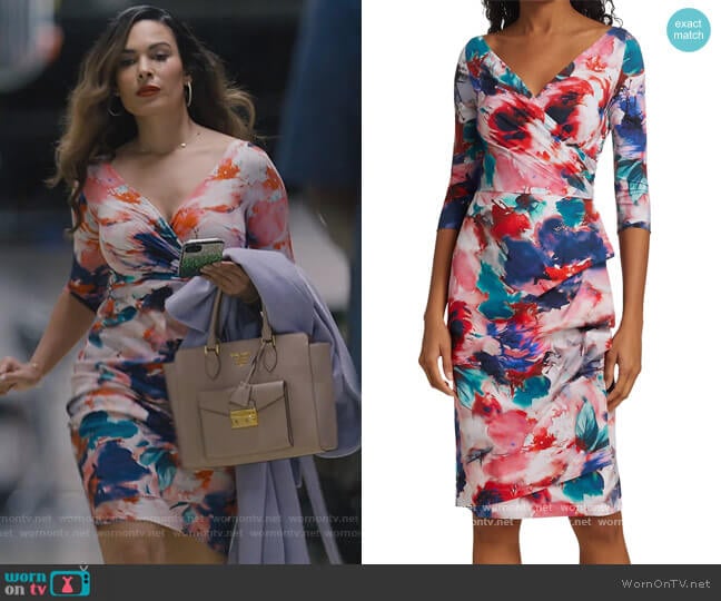 Florien Floral Sheath Dress by Chiara Boni La Petite Robe worn by Valeria (Nadine Velazquez) on Queens