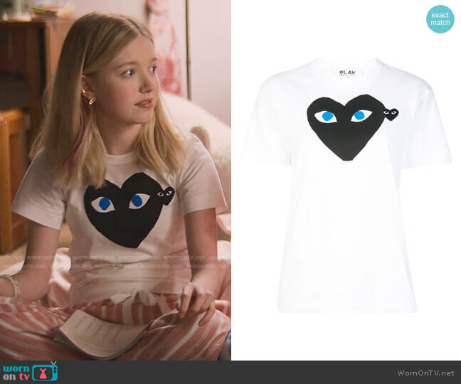 Double-Heart T-shirt by Comme Des Garçons Play worn by Stacey McGill (Shay Rudolph) on The Baby-Sitters Club