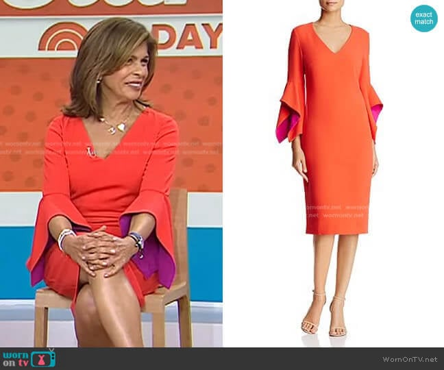 Contrast Bell Sleeve Dress by Badgley Mischka worn by Hoda Kotb on Today