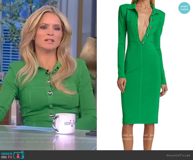 WornOnTV: Sara’s green button detail dress on The View | Sara Haines ...