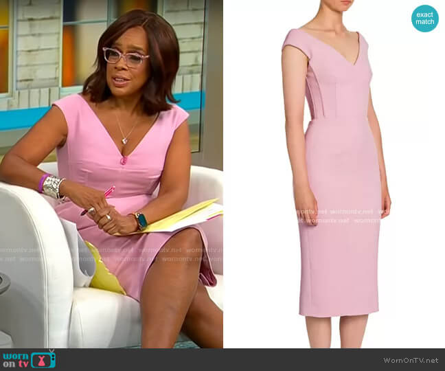 Dolce & Gabbana Double Crepe V-Neck Sheath Dress worn by Gayle King on CBS Mornings
