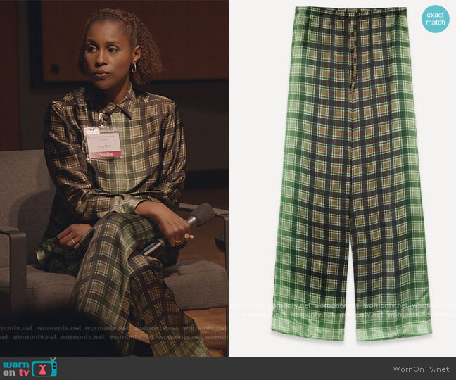 Ombre Plaid Satin Shirt by Dries Van Noten worn by Issa Dee (Issa Rae) on Insecure