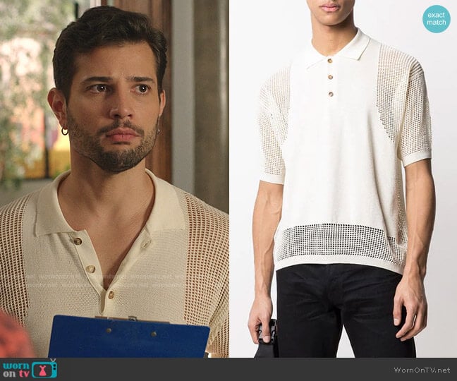 Mesh-Insert Short Sleeved Polo Shirt by Dsquared2 worn by Sam Flores (Rafael de la Fuente) on Dynasty