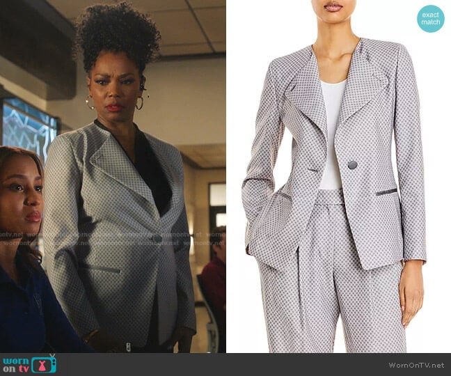 Fluid Printed Blazer by Emporio Armani worn by Claudette Collins (Vanessa Estelle Williams) on 9-1-1