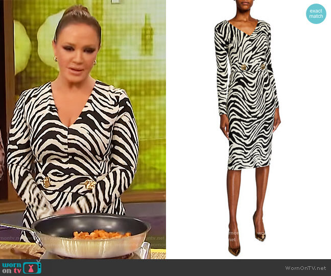 Dorgia Zebra-Print Belted Dress by Escada worn by Leah Remini on The Wendy Williams Show