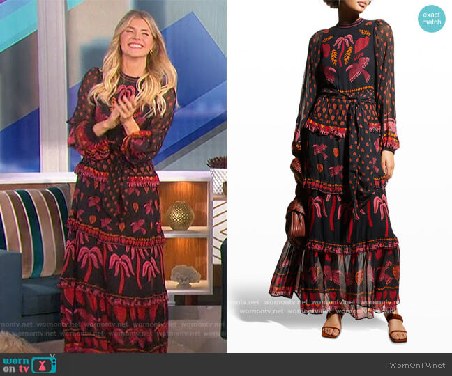 Black Tropical Magic Maxi Dress by Farm RIO worn by Amanda Kloots on The Talk