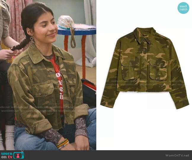 Frey Camouflage Jacket by Topshop worn by Dawn Schafer (Kyndra Sanchez) on The Baby-Sitters Club