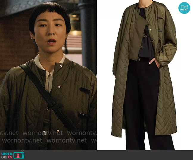Ganni Quilted Ripstop Jacket worn by Stella Bak (Greta Lee) on The Morning Show