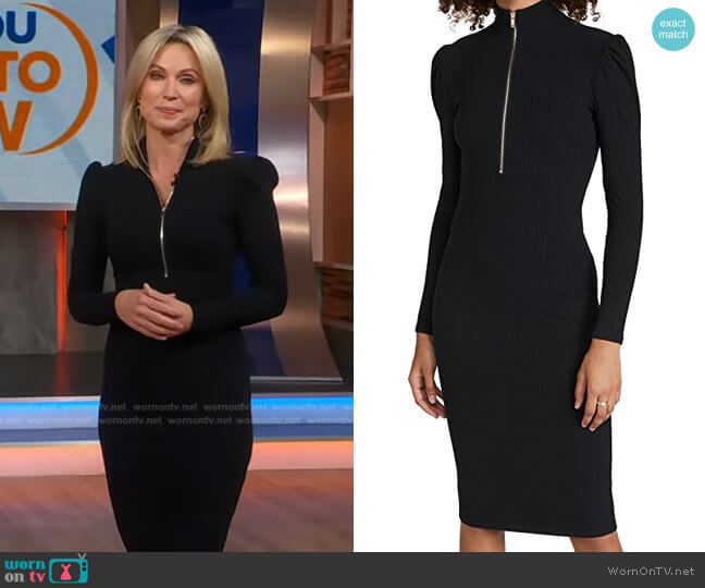 WornOnTV Amy s black zip front dress on Good Morning America