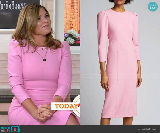 Wornontv Jennas Pink Puff Sleeve Sheath Dress On Today Jenna Bush Hager Clothes And 