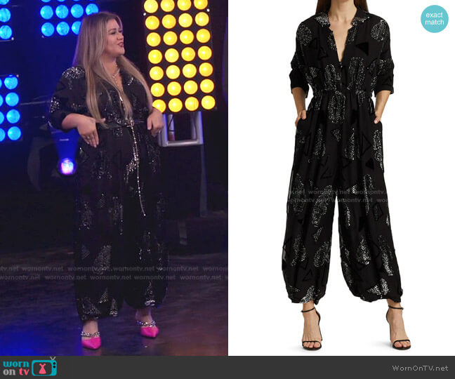 Panther Loose Jumpsuit by Giorgio Armani worn by Kelly Clarkson on The Voice