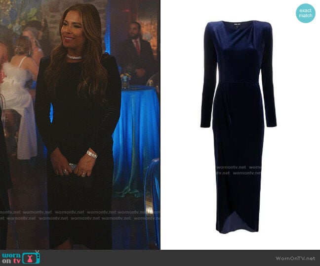 Velvet Long Sleeve Dress by Giorgio Armani worn by Cristal Jennings (Daniella Alonso) on Dynasty