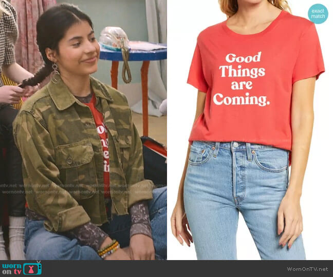 Good Things are Coming Graphic Tee by Sub Urban Riot worn by Dawn Schafer (Kyndra Sanchez) on The Baby-Sitters Club