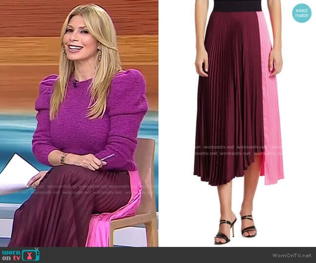 Grainger Asymmetrical Pleated Midi Skirt by A.L.C. worn by Jill Martin on Today