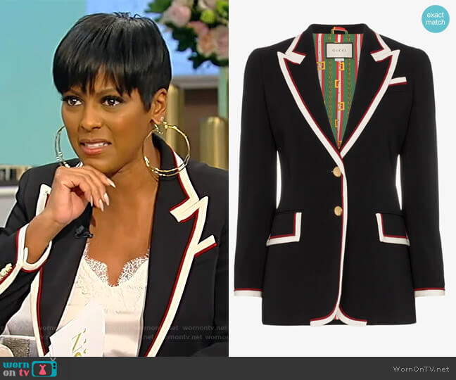 Contrast Trim Blazer Jacket by Gucci worn by Tamron Hall on Tamron Hall Show