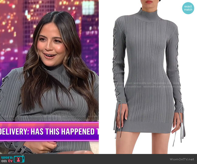 Rib Lace-Up Long-Sleeve Dress by Herve Leger worn by Erin Lim on E! News