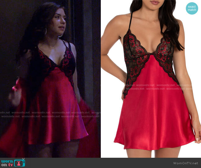 Shimmer Satin & Lace Chemise by In Bloom by Jonquil worn by Ciara Brady (Victoria Konefal) on Days of our Lives