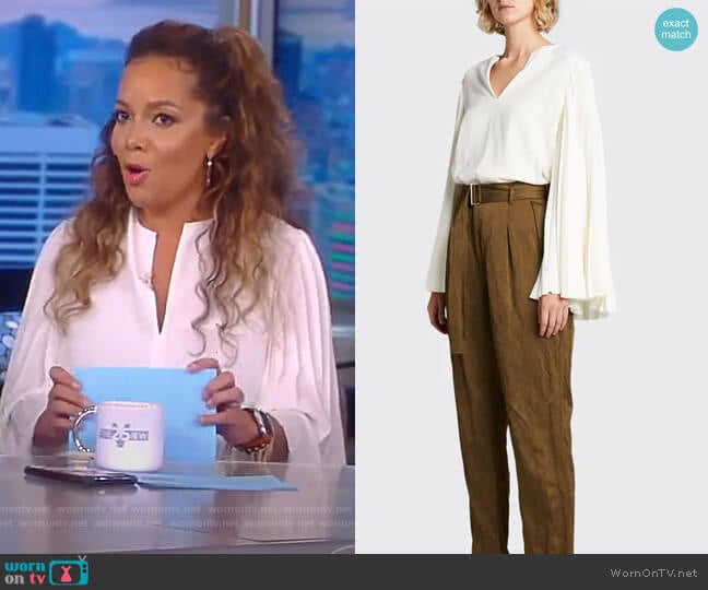 Pleated Bell-Sleeve Crepe Top by Jason Wu worn by Sunny Hostin on The View