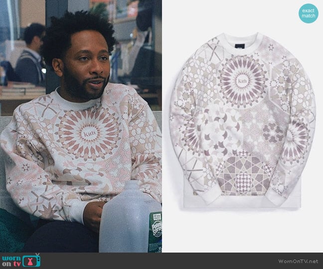 Moroccan Tile Crewneck Sweatshirt by Kith worn by Jordan Rock on Love Life